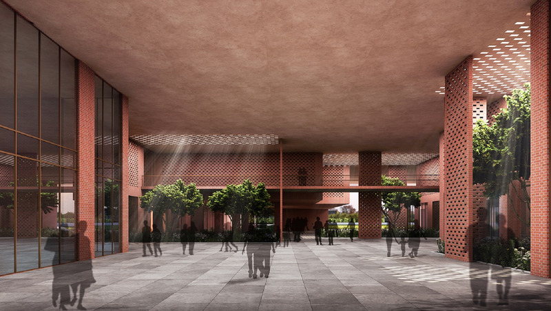 Dossier de presse | 1432-11 - Communiqué de presse | Prestige University - Sanjay Puri Architects - Architecture institutionnelle - VIEW OF THE ATRIUM - Crédit photo : SANJAY PURI ARCHITECTS