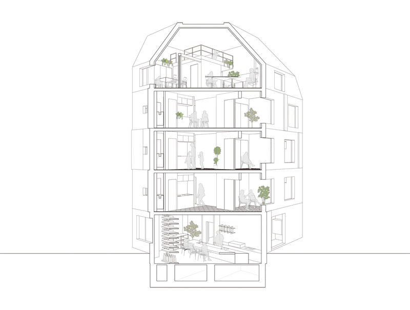 Dossier de presse | 3153-02 - Communiqué de presse | Escenario SHIROKANE wins Best of Best at Architecture MasterPrize 2021 - Ryuichi Sasaki/Sasaki Architecture - Architecture résidentielle - SECTION PERSPECTIVE - Crédit photo : SASAKI ARCHITECTURE