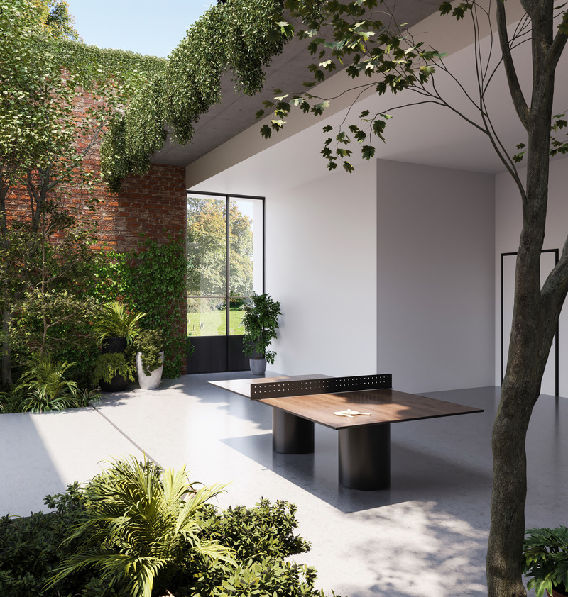 Dossier de presse | 5609-03 - Communiqué de presse | Outdoor Games Tables For Year Round Play - Union Wood Co - Produit - Column Outdoor Ping Pong Table - Crédit photo : Union Wood Co