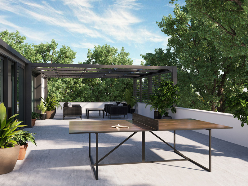 Dossier de presse | 5609-03 - Communiqué de presse | Outdoor Games Tables For Year Round Play - Union Wood Co - Produit - The Break Ping Pong Table - Crédit photo : Union Wood Co