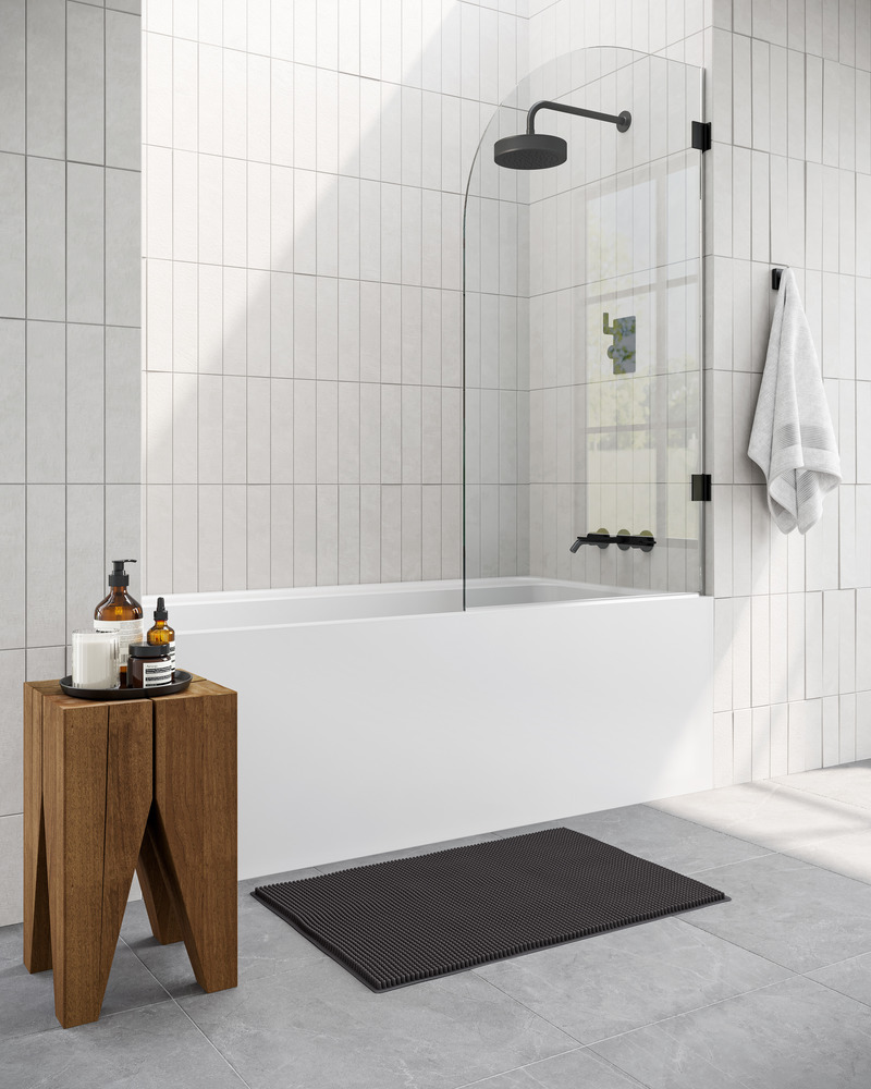 Dossier de presse | 2342-09 - Communiqué de presse | Lancement de la collection Bauhaus de WETSTYLE : un monde infini de possibilités - WETSTYLE - Produit -  BLB03R Baignoire en alcove, blanc mat (vue en angle)  - Crédit photo : Pierre-Luc Dufour
