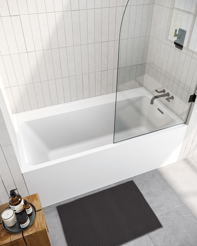 Dossier de presse | 2342-09 - Communiqué de presse | Lancement de la collection Bauhaus de WETSTYLE : un monde infini de possibilités - WETSTYLE - Produit -  BLB03R Baignoire en alcove, blanc mat (vue de dessus)  - Crédit photo : Pierre-Luc Dufour