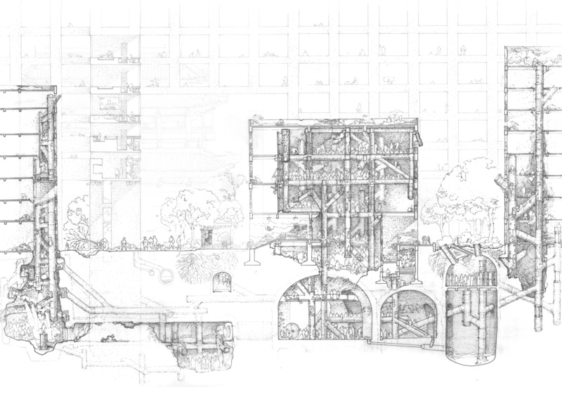 Dossier de presse | 2317-07 - Communiqué de presse | Announcement of The Overall Winner of The Architecture Drawing Prize - Make Architects - Art - Hybrid category joint winner: (Un)homliness, Part 3, Boji Hu - Crédit photo : Boji Hu
