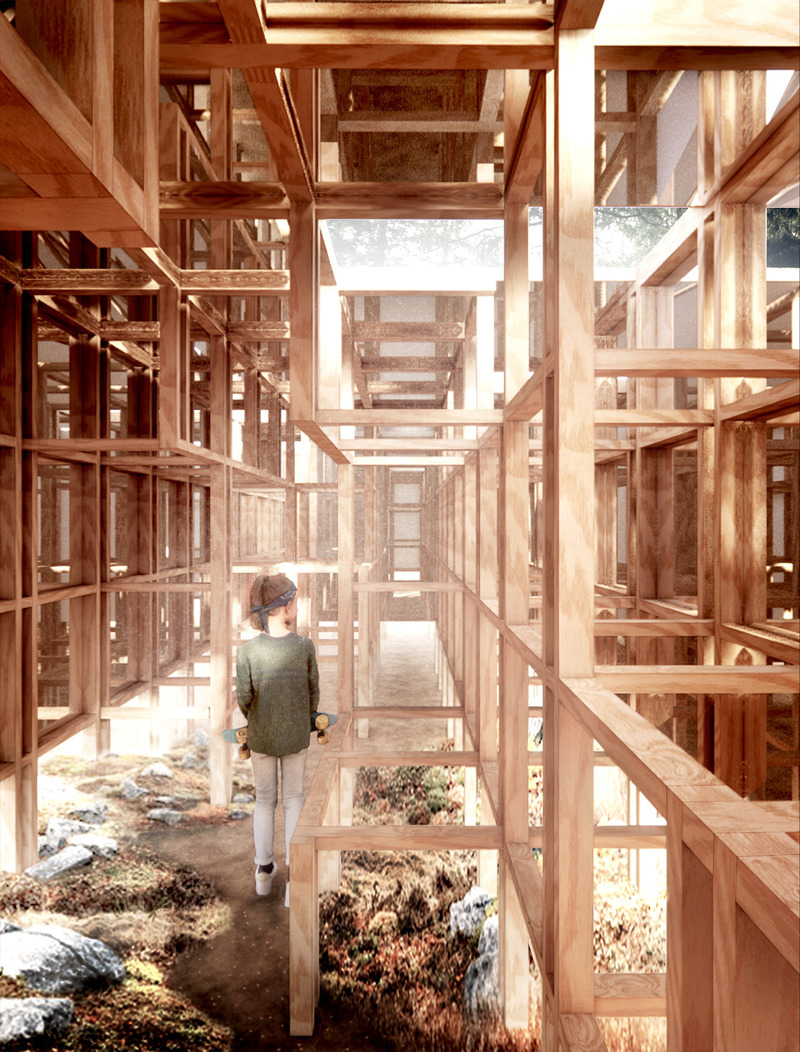 Dossier de presse | 837-40 - Communiqué de presse | Le Festival international de jardins dévoile les lauréats de sa 23e édition ayant pour thème ADAPTATION - Festival international de jardins | Jardins de Métis - Architecture de paysage - Forêt finie, espace infini? - Crédit photo : Antonin Boulanger-Cartier, Melaine Niget et Pierre-Olivier Demeule