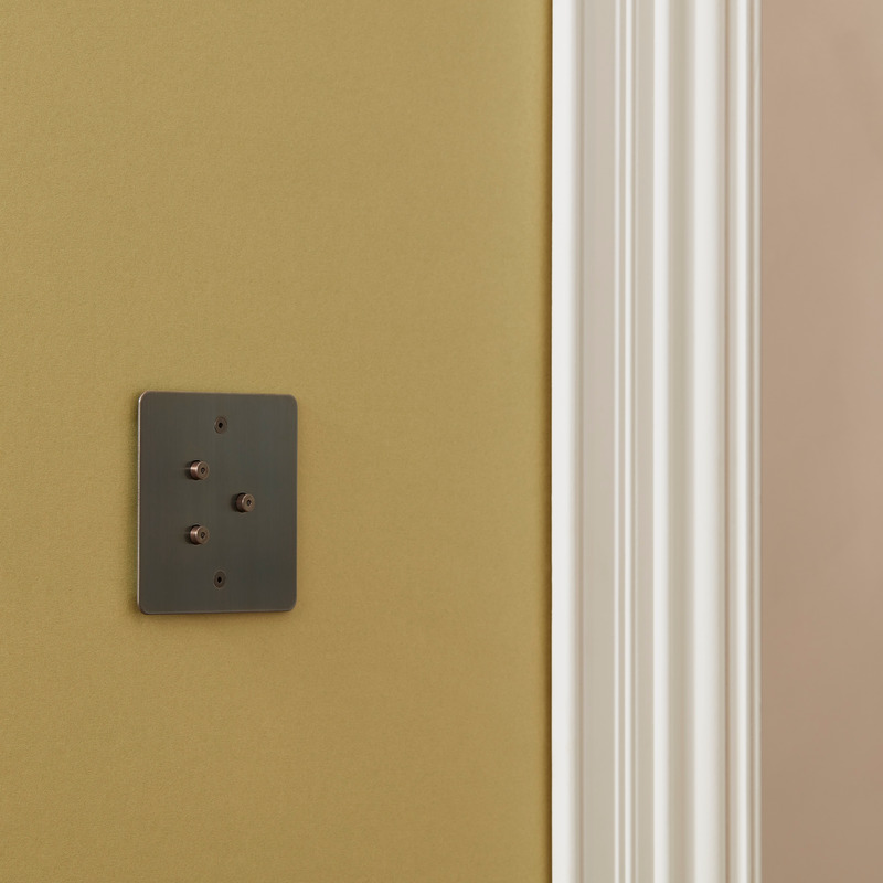 Press kit | 2651-03 - Press release | Control Switches by Focus SB: Smart Home Collection is Unveiled - Focus SB Ltd - Product -  3 gang button with LED Jordan bronze control switches by Focus SB<br>  - Photo credit:  <p>Focus SB Ltd / Sally Williams Photography</p> 