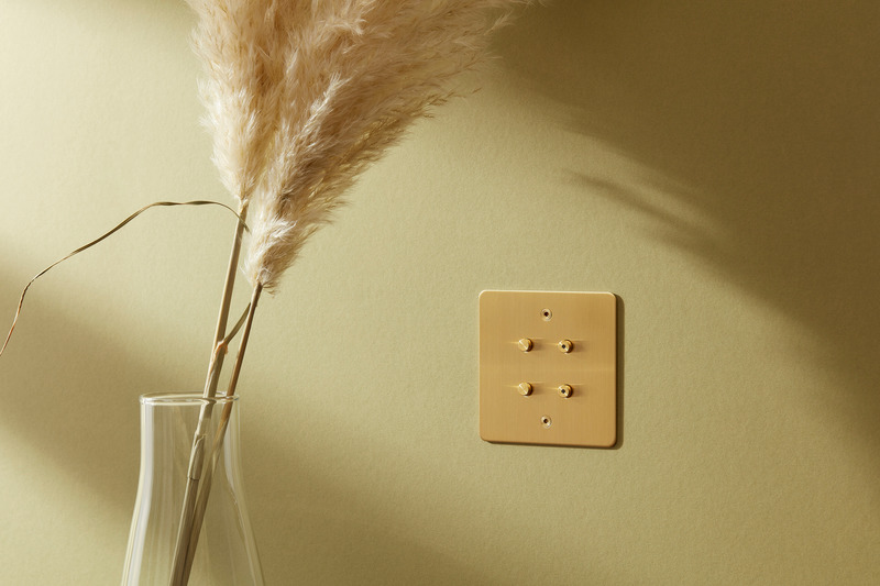 Press kit | 2651-03 - Press release | Control Switches by Focus SB: Smart Home Collection is Unveiled - Focus SB Ltd - Product -  4 gang 2 buttons with LED satin brass control switches by Focus SB  - Photo credit: <p>Focus SB Ltd / Sally Williams Photography</p>