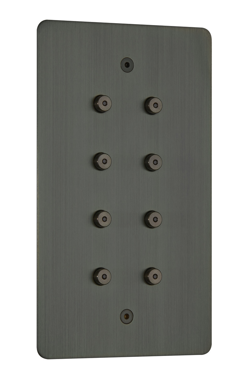 Press kit | 2651-03 - Press release | Control Switches by Focus SB: Smart Home Collection is Unveiled - Focus SB Ltd - Product -  8 gang vertical button with LED Jordan bronze control switches by Focus SB<br>  - Photo credit: <p>Focus SB Ltd / Sally Williams Photography</p>