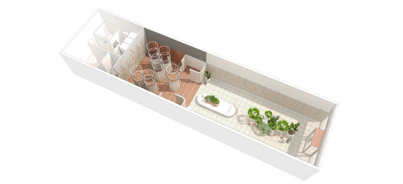 Press kit | 5898-01 - Press release | Dynamite’s Connected Showroom - Groupe Dynamite inc. - Commercial Interior Design - Axonometric view - Photo credit:  Groupe Dynamite inc.  