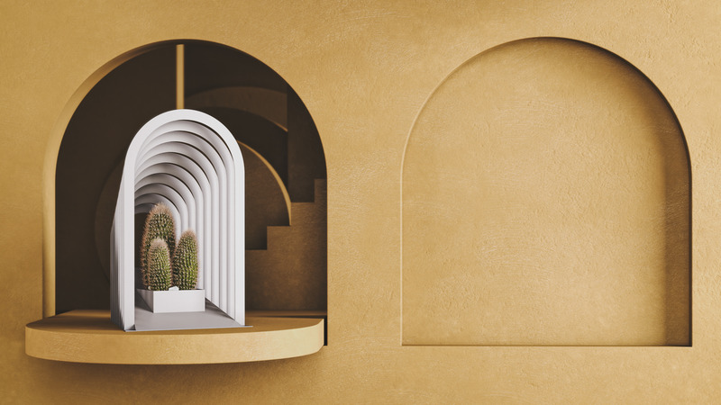 Press kit | 4232-05 - Press release | LATOxLATO Presents "Scenografie", a New Collection of Architecturally-Inspired Cache-pots for Succulent Plants - LATOxLATO - Product - “<b>Quinta n. 1</b>” is a harmonious series of arches creating a deep perspective. On the boundary between the Romanesque and the Gothic. - Photo credit: LATOxLATO