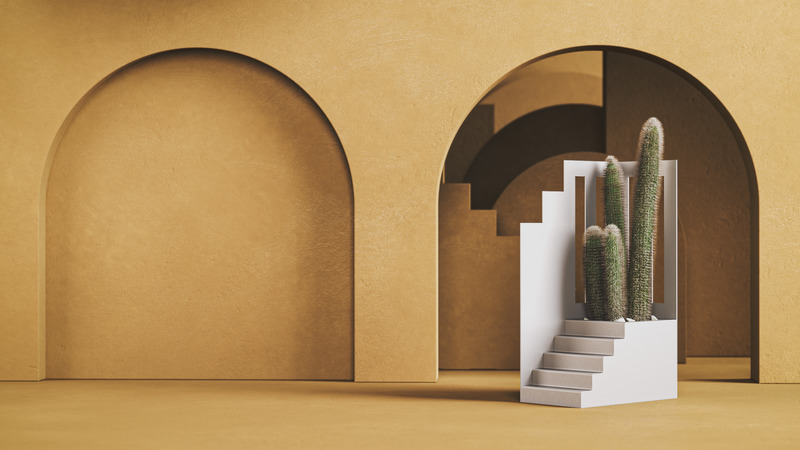 Press kit | 4232-05 - Press release | LATOxLATO Presents "Scenografie", a New Collection of Architecturally-Inspired Cache-pots for Succulent Plants - LATOxLATO - Product - “<b>Quinta n. 3</b>” is a majestic and abstract stairway. - Photo credit: LATOxLATO