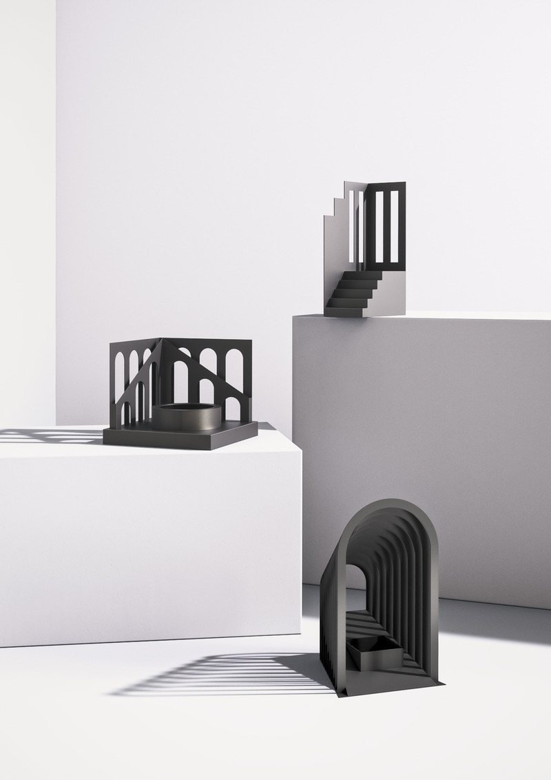Press kit | 4232-05 - Press release | LATOxLATO Presents "Scenografie", a New Collection of Architecturally-Inspired Cache-pots for Succulent Plants - LATOxLATO - Product -  Scenografie collection  - Photo credit: LATOxLATO