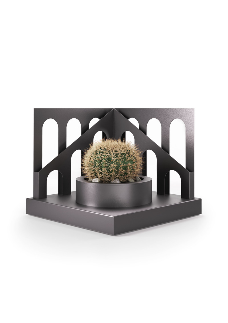 Press kit | 4232-05 - Press release | LATOxLATO Presents "Scenografie", a New Collection of Architecturally-Inspired Cache-pots for Succulent Plants - LATOxLATO - Product -  Quinta n. 2 - Scenografie collection - mica gray  - Photo credit: LATOxLATO