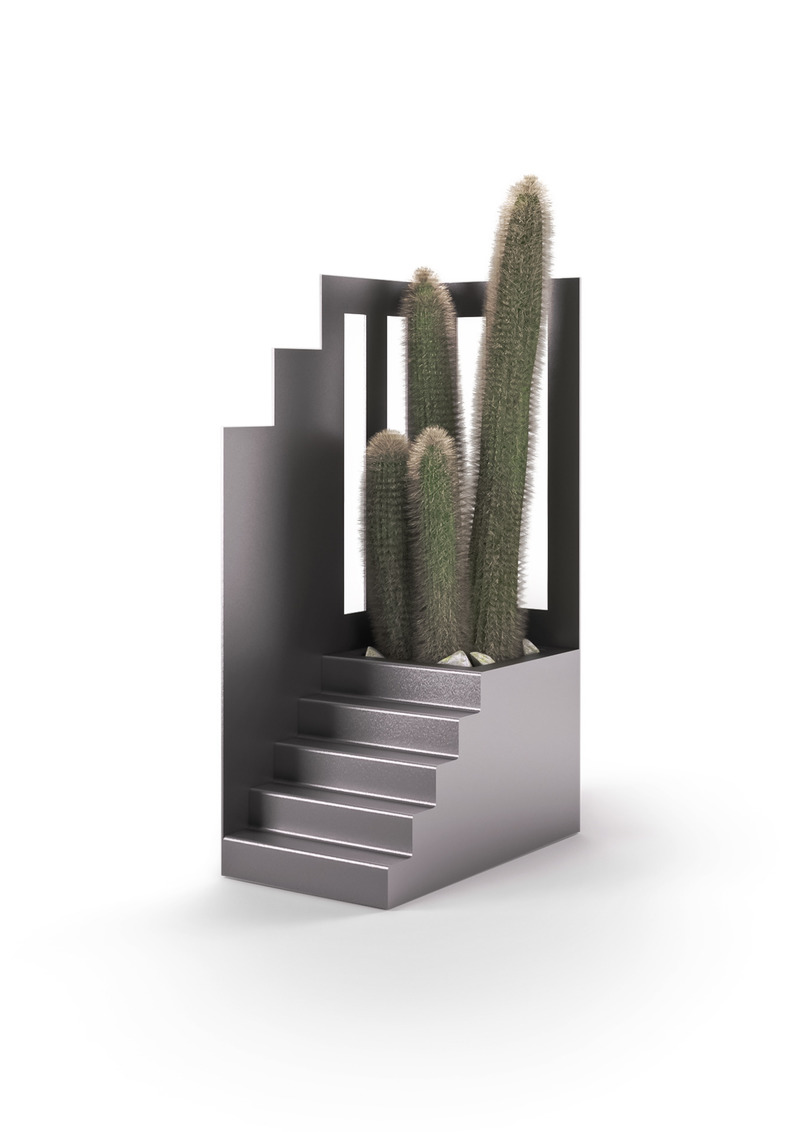 Press kit | 4232-05 - Press release | LATOxLATO Presents "Scenografie", a New Collection of Architecturally-Inspired Cache-pots for Succulent Plants - LATOxLATO - Product -  Quinta n. 3 - Scenografie collection - mica gray  - Photo credit: LATOxLATO