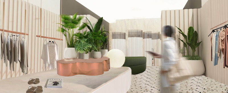 Press kit | 5898-01 - Press release | Dynamite’s Connected Showroom - Groupe Dynamite inc. - Commercial Interior Design - Rendering - Photo credit: Groupe Dynamite inc.