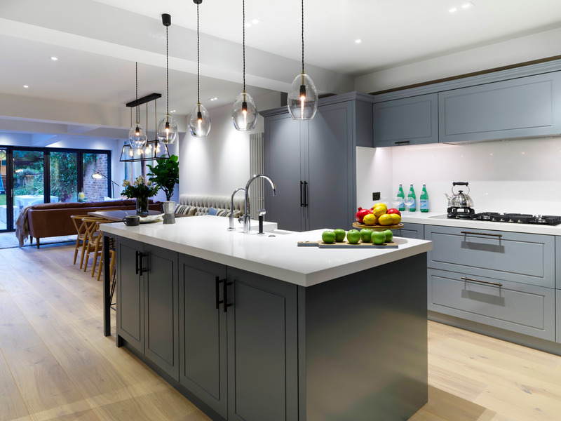 Press kit | 1701-05 - Press release | Award-Winning Victorian Terraced Townhouse - LLI Design - Residential Interior Design -  Lower Ground Floor - Bespoke Joinery Kitchen Overview 1  - Photo credit: Richard Gooding Photography