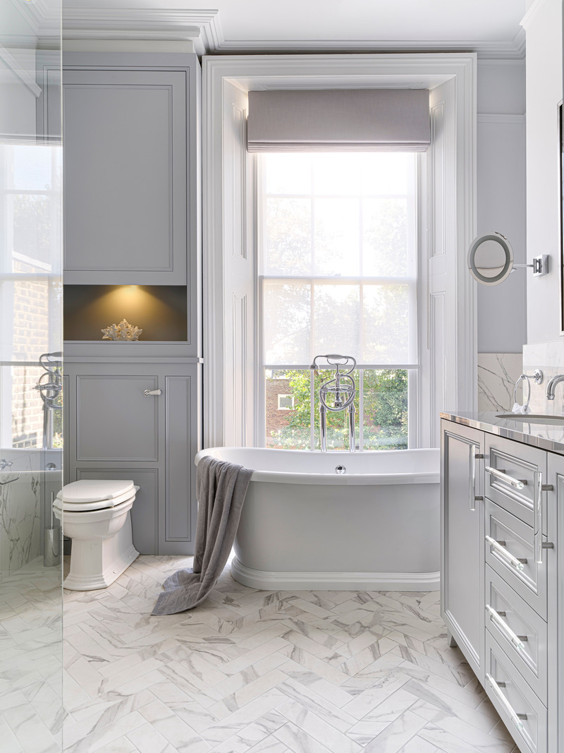 Press kit | 1701-05 - Press release | Award-Winning Victorian Terraced Townhouse - LLI Design - Residential Interior Design -  First Floor - Master Ensuite - Overview  - Photo credit: Richard Gooding Photography