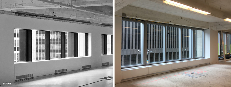 Dossier de presse | 1204-12 - Communiqué de presse | Repositioning of Former Time & Life Building Shows Sustainability is Key to Market Success - Pei Cobb Freed & Partners - Architecture commerciale -  Before and after: 50% increase in vision glass  - Crédit photo : Pei Cobb Freed &amp; Partners