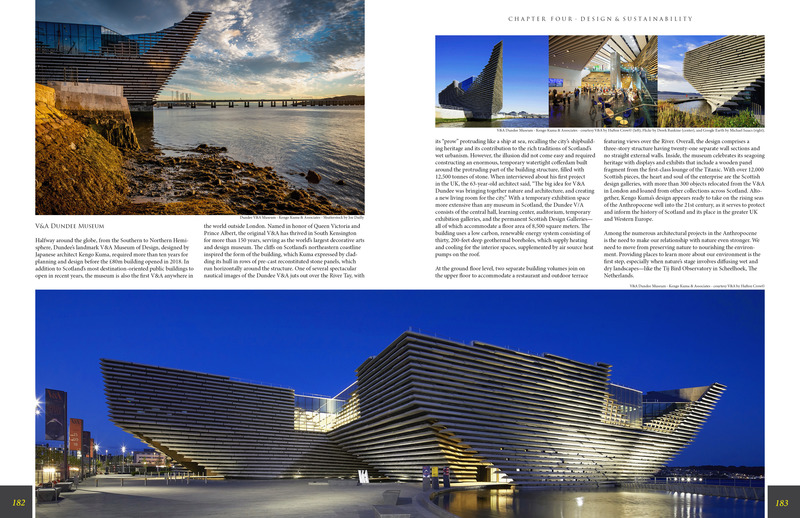 Press kit | 5896-01 - Press release | StudioWolff Unveils Design Strategies to Prosper Humankind - StudioWolff - Edition -     Dundee V&amp;A Museum by Kengo Kuma &amp; Associates - Chapter Four - pages 182-183.     - Photo credit:        Left: Shutterstock/Joe Dailly. Right top: courtesy V&amp;A by Hufton Crow© (left), Flickr/Derek Rankine (center), Google Earth/Michael Isaacs (right). Bottom spread courtesy V&amp;A Museum by Hufton Crow©.