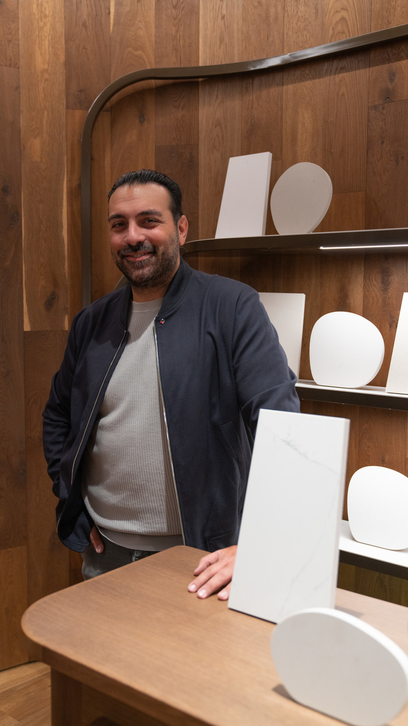 Press kit | 4669-10 - Press release | Standout Design: Unique Store Fixtures in collaboration with Caesarstone and Alessandro Munge Wows Interior Design Show 2022 - Unique Store Fixtures in collaboration with Caesarstone and Alessandro Munge - Event + Exhibition - Marco Corrente, VP - New Business Development at Unique Store Fixtures - Photo credit: Emad Mohammadi