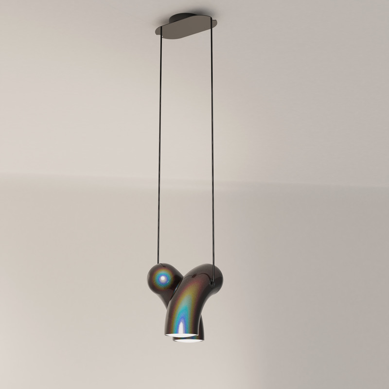 Press kit | 2375-07 - Press release | Hyphen, the New Collection From d'Armes - d'Armes - Lighting Design - Hyphen Pendant in Chromatic Black - Photo credit: d'Armes