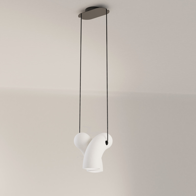Press kit | 2375-07 - Press release | Hyphen, the New Collection From d'Armes - d'Armes - Lighting Design - Hyphen Pendant in Natural Porcelaine - Photo credit: d'Armes