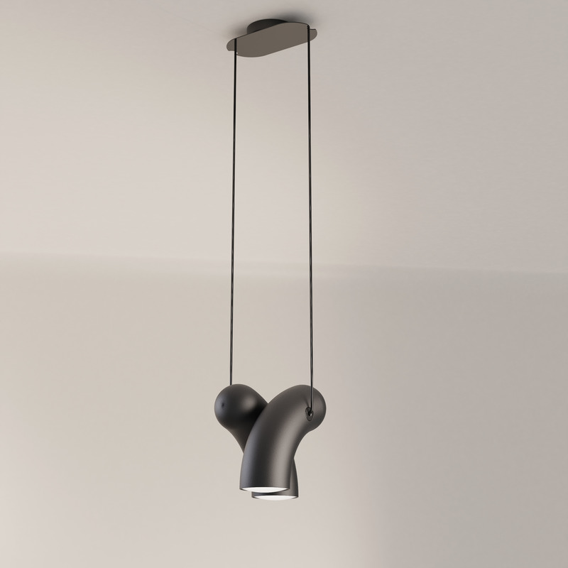 Press kit | 2375-07 - Press release | Hyphen, the New Collection From d'Armes - d'Armes - Lighting Design - Hyphen Pendant in Sandy Black - Photo credit: d'Armes