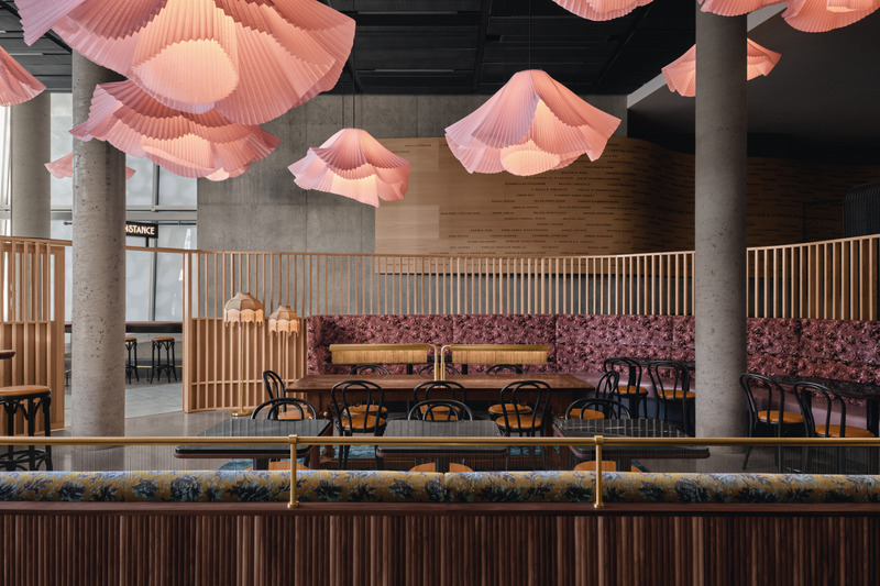 Press kit | 1301-06 - Press release | Café Constance: A Grand Plié of Whimsical Design - Atelier Zébulon Perron - Commercial Interior Design - Photo credit: Alex Lesage