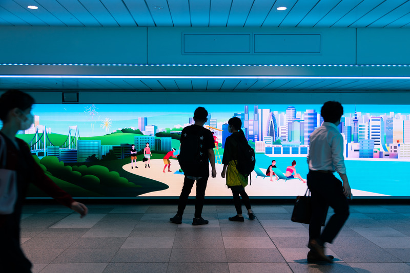 Press kit | 1089-08 - Press release | The Colour Bath at Tokyo’s Shinjuku Station - Moment Factory - Multimedia Design - Photo credit: Moment factory