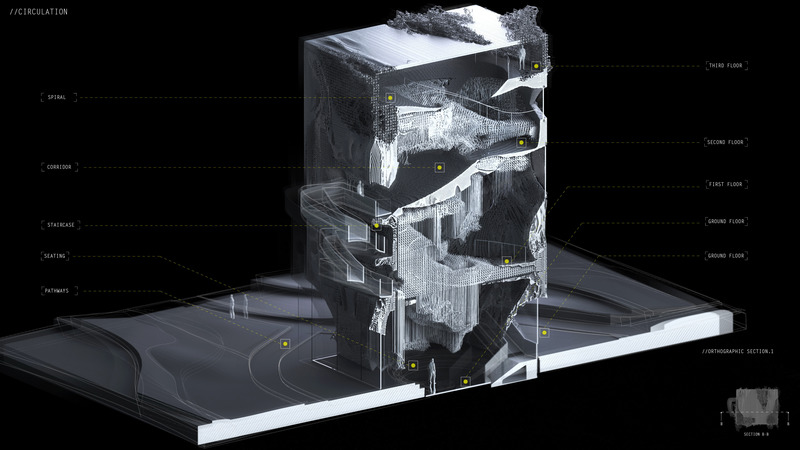 Press kit | 5921-01 - Press release | Voxel Cloud - Julian Edelmann - Landscape Architecture - 3d section - Photo credit:  Julian Edelmann, BachelorThesis, i.sd structure and design, University of Innsbruck 