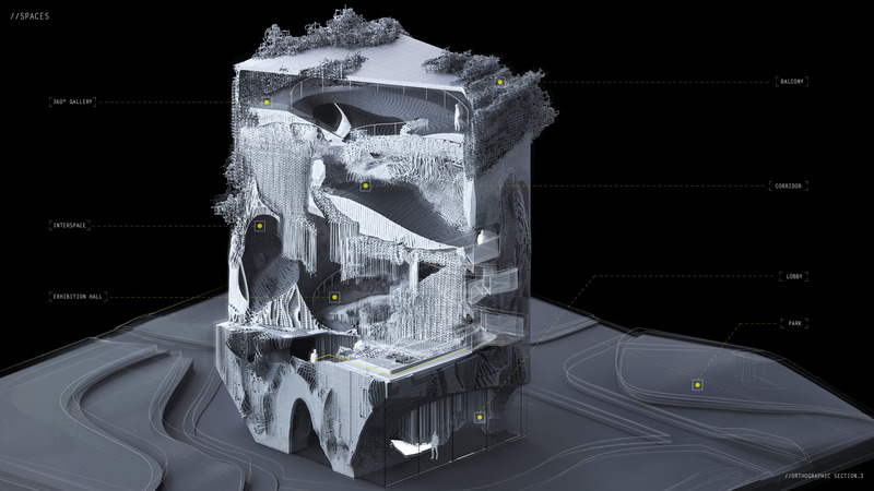 Press kit | 5921-01 - Press release | Voxel Cloud - Julian Edelmann - Landscape Architecture - 3d section - Photo credit: Julian Edelmann, BachelorThesis, i.sd structure and design, University of Innsbruck