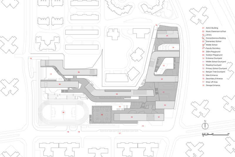 Press kit | 2606-03 - Press release | Shenzhen Nanshan Foreign Language School - Studio Link-Arc, LLC - Institutional Architecture -  SitePlan  - Photo credit: Studio Link-Arc