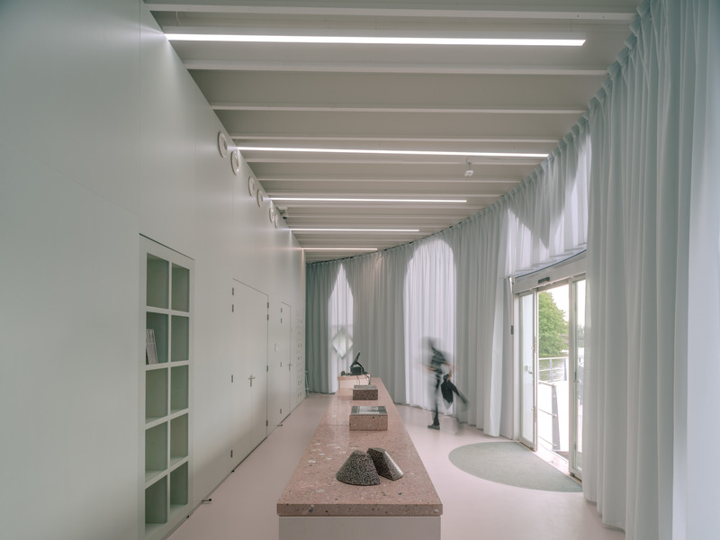 Press kit | 6081-01 - Press release | A Floating Pavilion as Testing Grounds for Museum-to-be M. in Dutch New Town Almere - M. - Art - Lobby of M.'s pavilion - Photo credit: Riccardo de Vecchi for M.