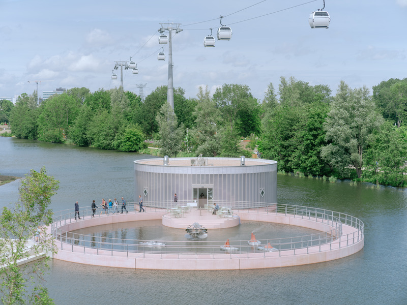 Press kit | 6081-01 - Press release | A Floating Pavilion as Testing Grounds for Museum-to-be M. in Dutch New Town Almere - M. - Art - Aerial overview of the pavilion of M. - Photo credit: Riccardo de Vecchi for M.