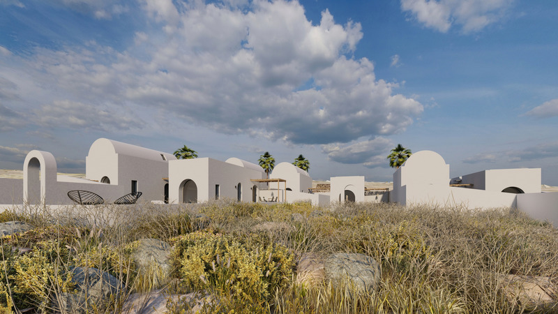Press kit | 6076-01 - Press release | Arched Residencies on Santorini Island - iraisynn attinom - Residential Architecture - complex view from the east - Photo credit: iraisynn attinom