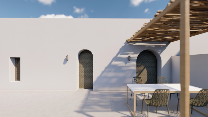 Press kit | 6076-01 - Press release | Arched Residencies on Santorini Island - iraisynn attinom - Residential Architecture - front yard - Photo credit: iraisynn attinom
