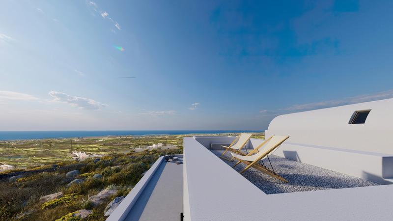 Press kit | 6076-01 - Press release | Arched Residencies on Santorini Island - iraisynn attinom - Residential Architecture - sea view from terrace - Photo credit: iraisynn attinom
