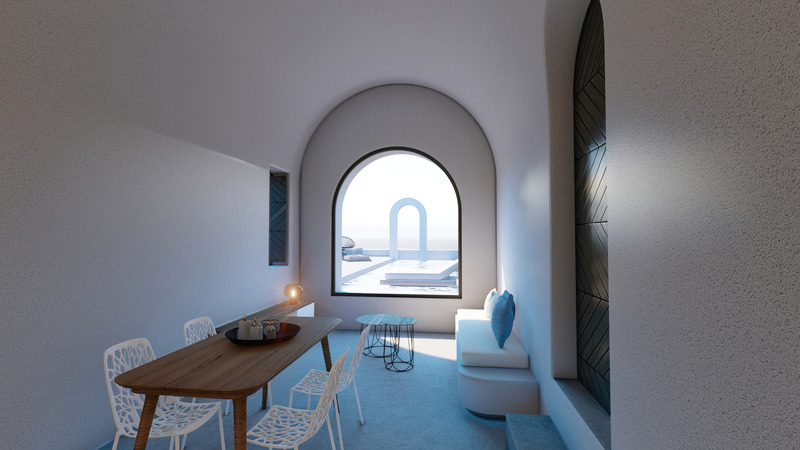 Press kit | 6076-01 - Press release | Arched Residencies on Santorini Island - iraisynn attinom - Residential Architecture - living room - Photo credit: iraisynn attinom
