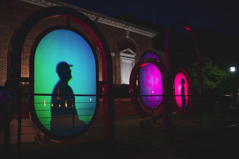 Press kit | 5595-05 - Press release | Art Museum Terrace Transformed into a Programmable Community Space - The Urban Conga - Landscape Architecture - The three panels for shadow play allow users to host spontaneous shadow play performances.  - Photo credit: Tom Waldenberg