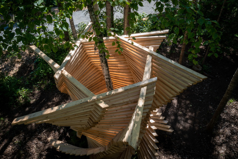 Press kit | 837-41 - Press release | Inauguration of the 23rd International Garden Festival of the Reford Gardens - International Garden Festival | Reford Gardens - Landscape Architecture - FORTERESSES by Maison029 [Eadeh Attarzadeh, Lorenzo Saroli Palumbo], Montréal (Québec) Canada - Photo credit: Martin Bond
