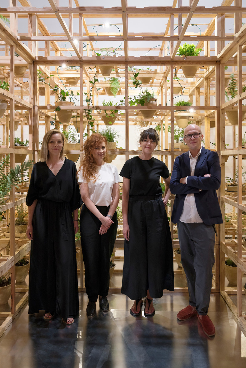 Press kit | 4232-10 - Press release | POLISH PAVILION Inaugurates Immersive Installation 'GREENHOUSE SILENT DISCO' at 23rd Triennale Milano International Exhibition - Organising institutions:  					Adam Mickiewicz Institute, Architecture Museum in Wrocław - Event + Exhibition - Małgorzata Devosges-Cuber and Michał Duda, curators of the Polish Pavilion, together with the exhibition designers Barbara Nawrocka and Dominika Wilczyńska [Miastopracownia]<br style=""> - Photo credit:  Paolo Riolzi 