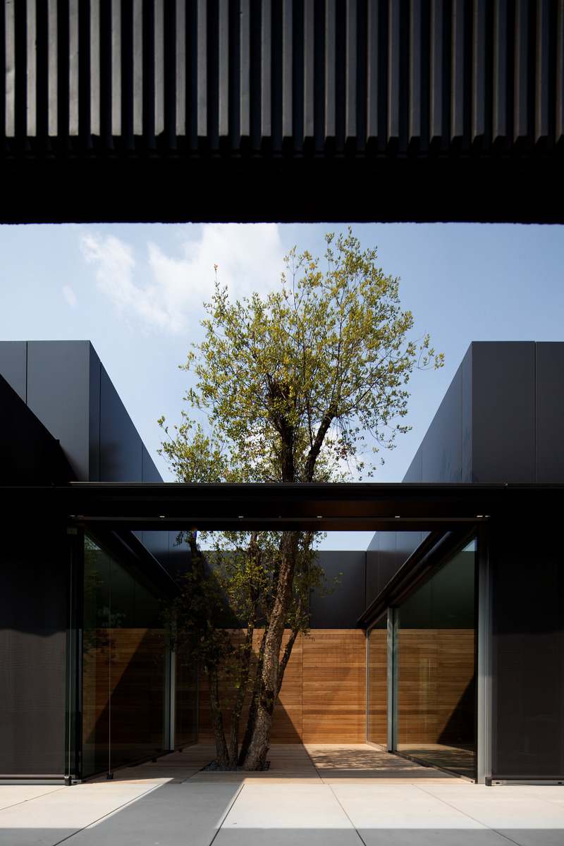 Dossier de presse | 2613-04 - Communiqué de presse | #rethinking the Industrial Architecture: A Sustainable Approach with Human Being and Landscape at its Core - GEZA Architettura - Architecture industrielle - <p class="">Pratic 1.0, Fagagna (UD), 2011.<br>Cork oak amongst the office building.</p> - Crédit photo : <p class="">Fernando Guerra | FG+SG fotografia de arquitectura</p>