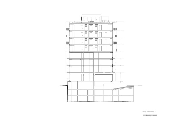 Press kit | 1317-19 - Press release | Joie de Vivre: the beginning of a human-centered architectural dialogue in the heart of an industrial district - ACDF Architecture - Residential Architecture - transversal section - Photo credit:  ACDF 