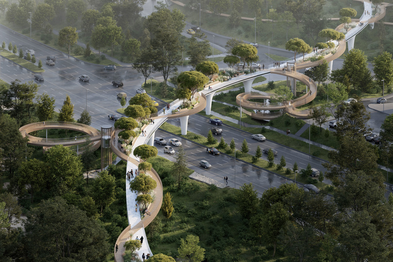 Dossier de presse | 4008-02 - Communiqué de presse | Pedestrian Green Bridge in Almaty - ATRIUM - Architecture institutionnelle - Crédit photo : atrium studio