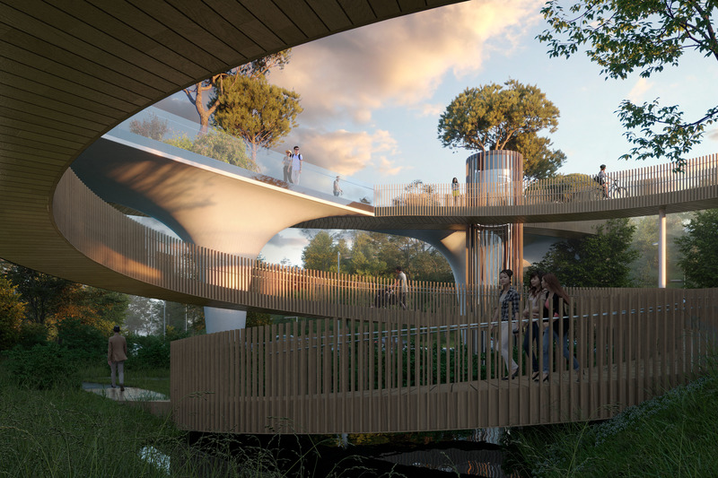 Dossier de presse | 4008-02 - Communiqué de presse | Pedestrian Green Bridge in Almaty - ATRIUM - Architecture institutionnelle - Crédit photo : atrium studio