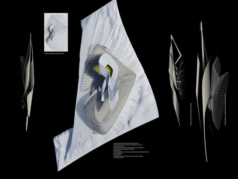 Press kit | 2121-19 - Press release | Sand Drift Proving Ground - Margot Krasojević Architects - Industrial Architecture - Proving ground plan and sections - Photo credit: Margot Krasojević
