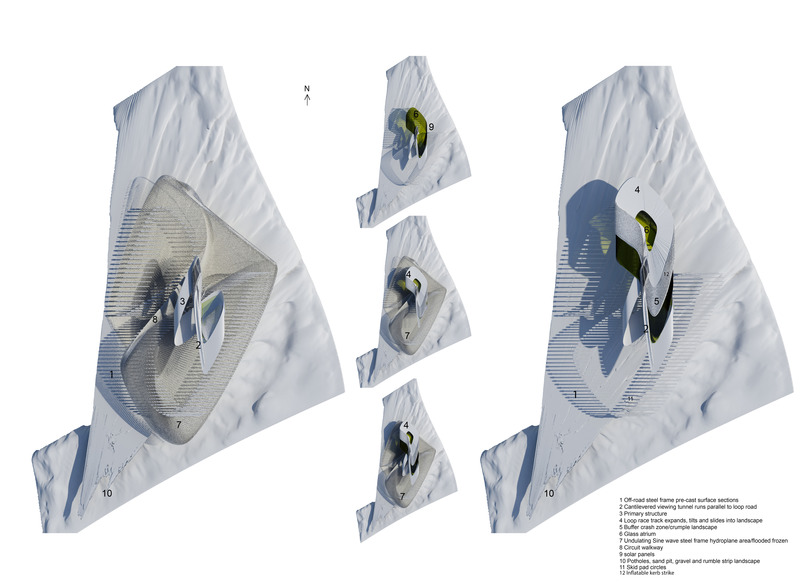 Press kit | 2121-19 - Press release | Sand Drift Proving Ground - Margot Krasojević Architects - Industrial Architecture - Plan of varying ground planes - Photo credit: Margot Krasojević