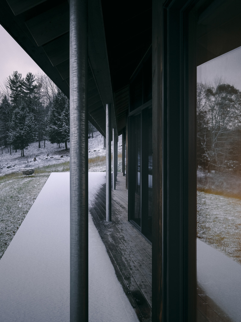 Press kit | 2603-02 - Press release | Virgin Vineyard House - LAMAS Architecture Ltd - Residential Architecture - <p>View of south porch colonnade from south-east corner of the porch</p> - Photo credit:  Félix Michaud 