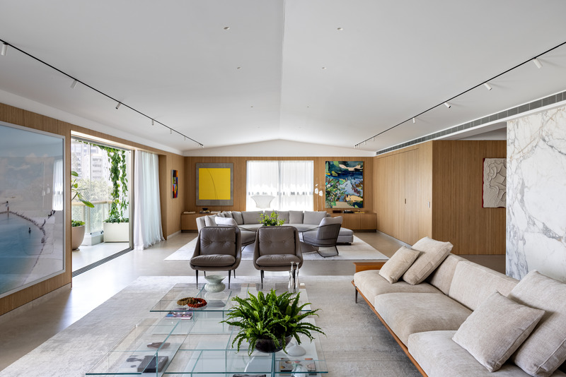 Dossier de presse | 3039-03 - Communiqué de presse | Gar Apartment - Coletivo Arquitetos - Design d’intérieur résidentiel - Living Room  - Crédit photo : Fran Parente