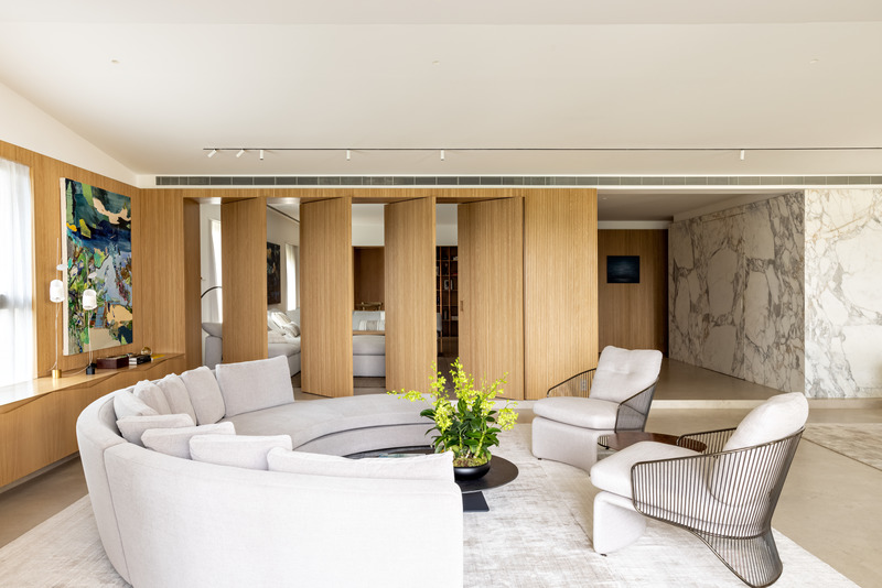 Dossier de presse | 3039-03 - Communiqué de presse | Gar Apartment - Coletivo Arquitetos - Design d’intérieur résidentiel - lounge  - Crédit photo : Fran Parente