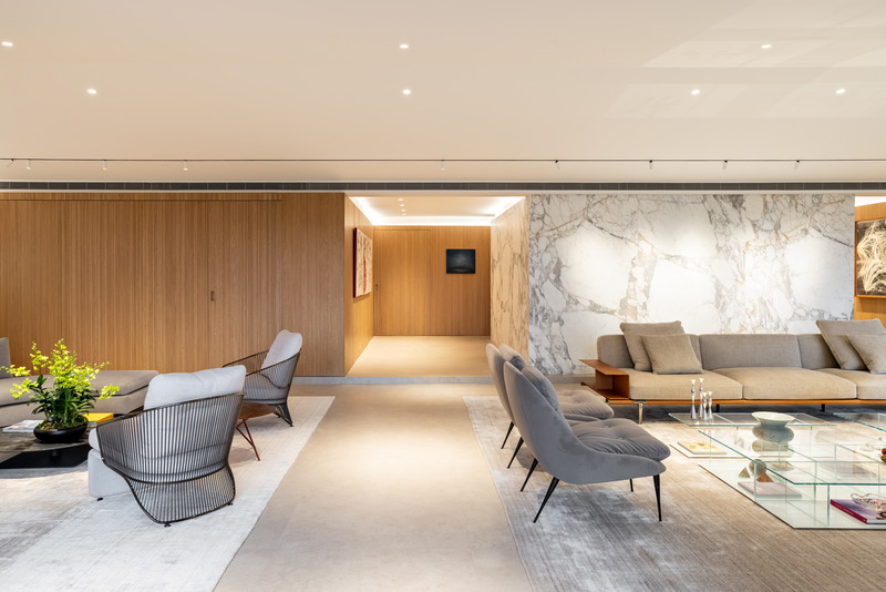 Dossier de presse | 3039-03 - Communiqué de presse | Gar Apartment - Coletivo Arquitetos - Design d’intérieur résidentiel - Living Room  - Crédit photo : Fran Parente